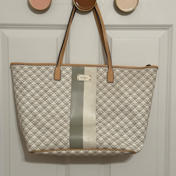 Kate Spade Margareta Gray/White Penn Tote Bag - Picture 2 of 16